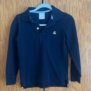 Brooks Brothers Dark Blue Kids long sleeve Polo with Embroidered Logo